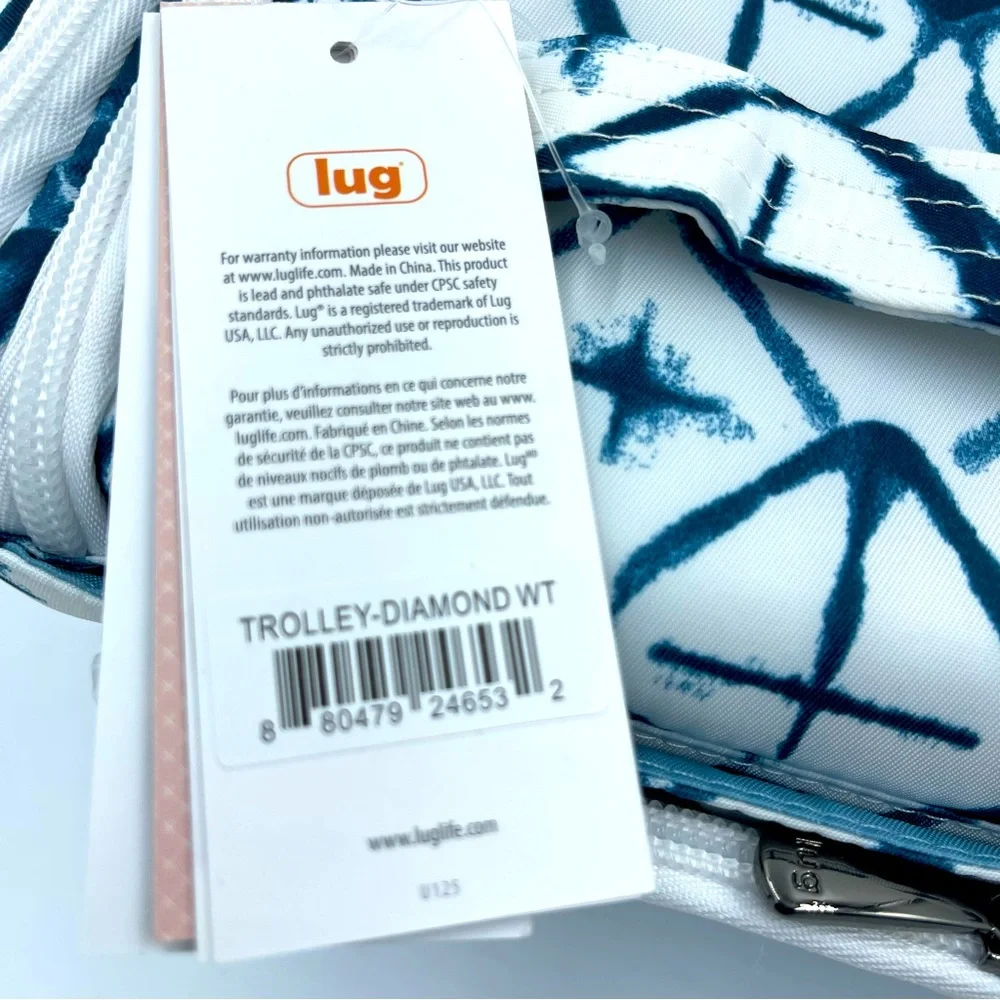 lug White and Teal Patterned Cosmetic Case